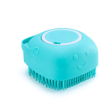 Soft Silicone Pet Grooming Brush with Built-In Shampoo Reservoir – Easy Bath & Skin Care
