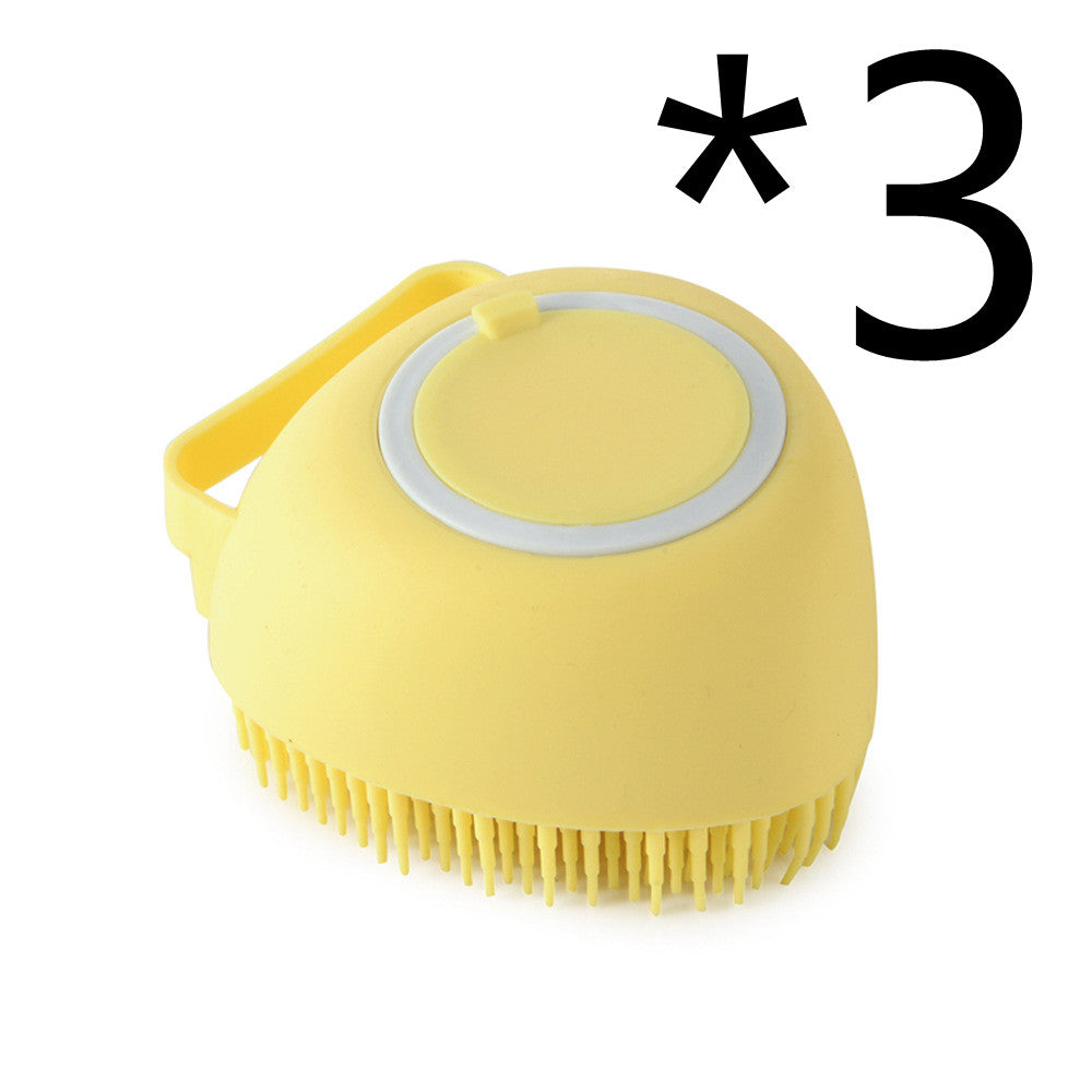 Soft Silicone Pet Grooming Brush with Built-In Shampoo Reservoir – Easy Bath & Skin Care