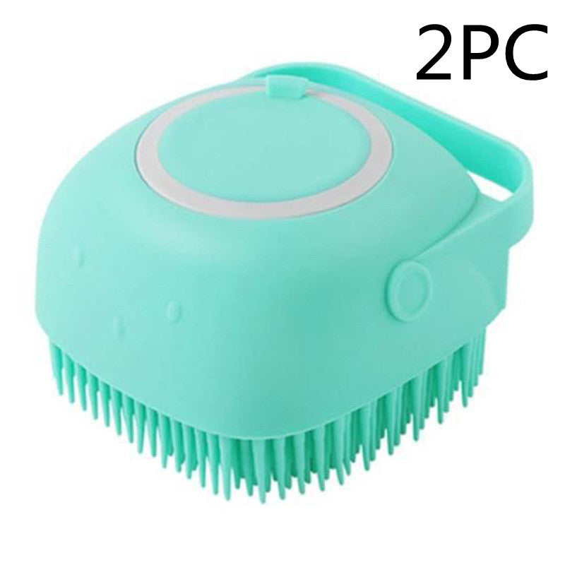 Soft Silicone Pet Grooming Brush with Built-In Shampoo Reservoir – Easy Bath & Skin Care