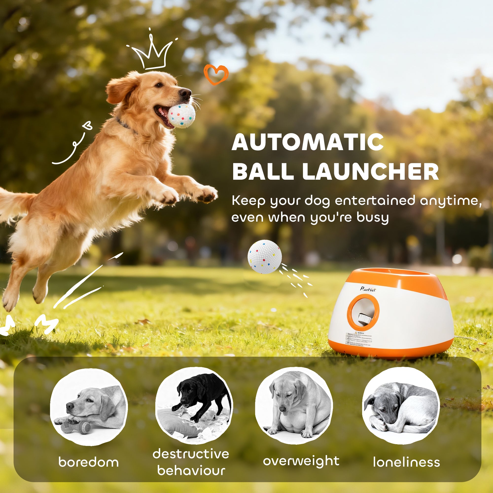PawHut Automatic Dog Ball Launcher