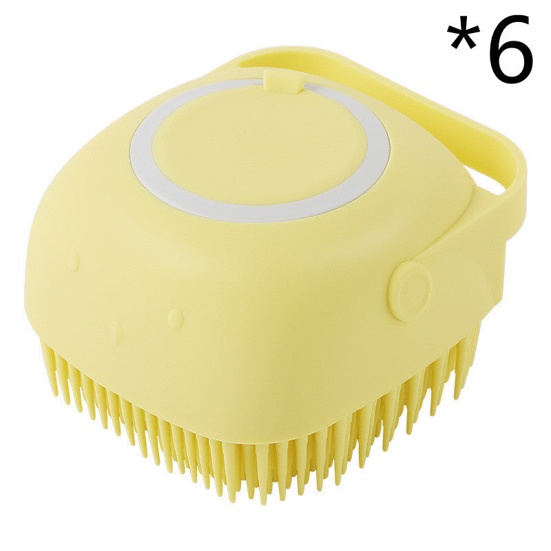 Soft Silicone Pet Grooming Brush with Built-In Shampoo Reservoir – Easy Bath & Skin Care