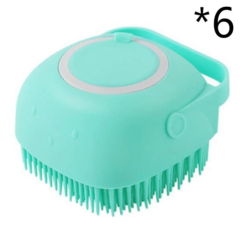 Soft Silicone Pet Grooming Brush with Built-In Shampoo Reservoir – Easy Bath & Skin Care