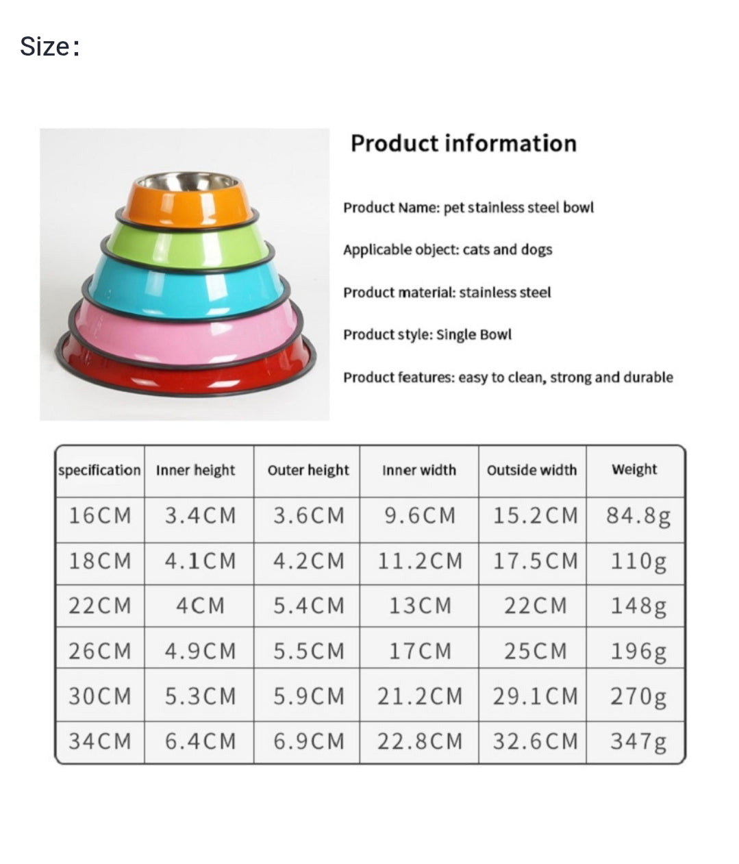 Stainless Steel Dog & Cat Bowl